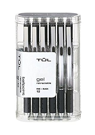 Retractable tulle Gel pens 0.5 mm Fine Point, Black 12 / PK