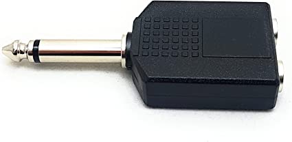 MainCore 6.35mm Mono Jack Plug to 2 x 6.35mm Twin Mono Jack Socket Y Splitter Adapter.