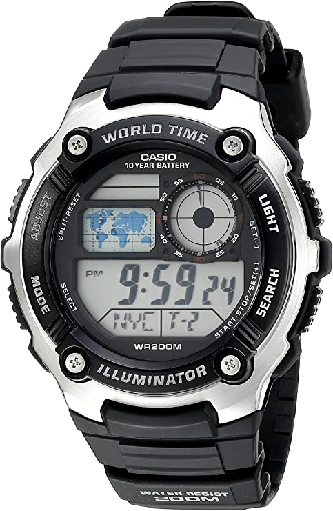 Casio Men's AE-2100W-1AVCF Digital Black and Silver-Tone Watch