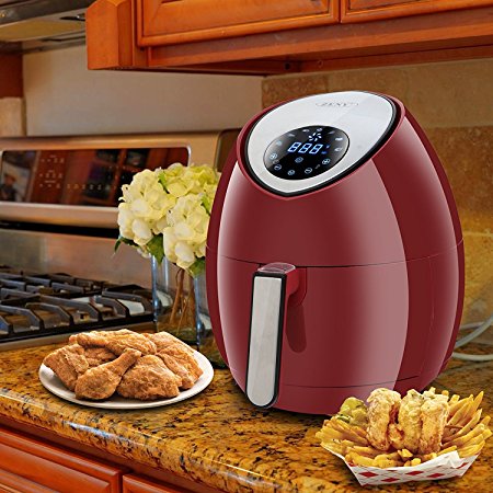 ZENY Red Electric Air Fryer w/ Touch Screen Control 1500W 3.7QT, 7 Presets, w/ Recipes & CookBook (Red)