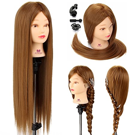 Neverland Beauty 26" 100% Synthetic Long Hair Hairdressing Cosmetology Mannequin Manikin Training Head Model with Clamp