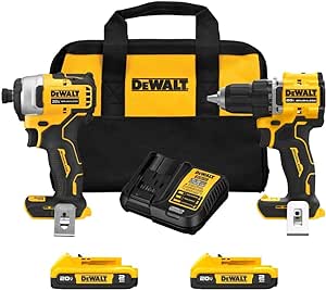 Dewalt DCK225D2 20V MAX ATOMIC Brushless Compact Lithium-Ion 1/2 in. Cordless Drill Driver and 1/4 in. Impact Driver Combo Kit with 2 Batteries (2 Ah)