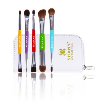 SHANY 5 Piece Double Sided Essential Brush Set with Travel Pouch The Double Trouble