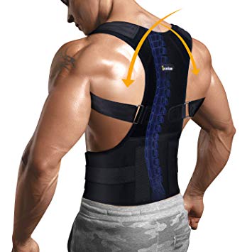 Back Holder Posture Corrector with Lumbar Support Belt for Shoulder and Neck Pain Relief Device Adjustable Clavicle Support Brace (Black, M)