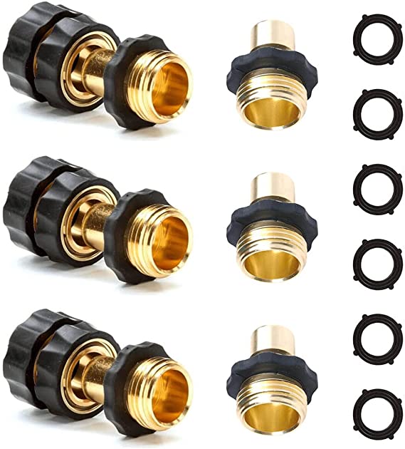 AINEED Garden Hose Quick Connect, Aluminum Quick Release Hose Connector, Plastic Garden Hose Quick Disconnect Water Hose Fittings Male to Female Hose Adapters for Garden Hose Nozzles 3/4 inch 9 of Set