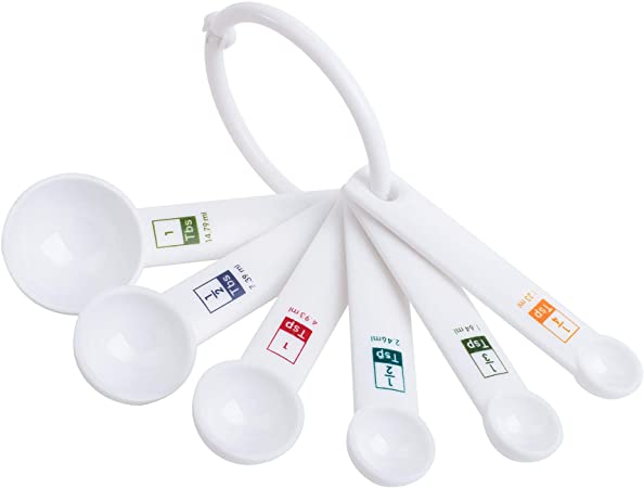 Fox Run 4826 Measuring Spoon Set, Plastic, 6-Piece, White