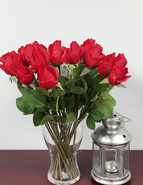 Angel Isabella 1 Dozen Live-Feel Real Touch Artificial Long stem Rose with Vein Printed Leaf.Keepsake Flowers