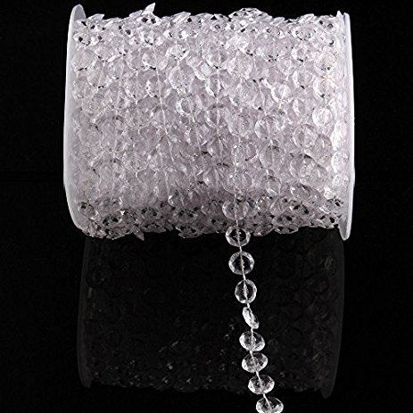 Airkoul 99ft Wedding DIY Acrylic Crystal White Beads Strand Decor Diamond Garland Iridescent