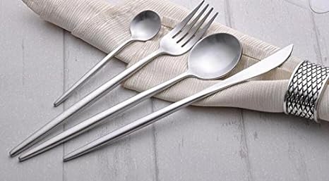 Dinnerware Flatware Set Cutlery Set Stainless Steel 18/10 Knife Fork Spoon 4-Piece Set Total 24 Pieces for Party Festival Gathering