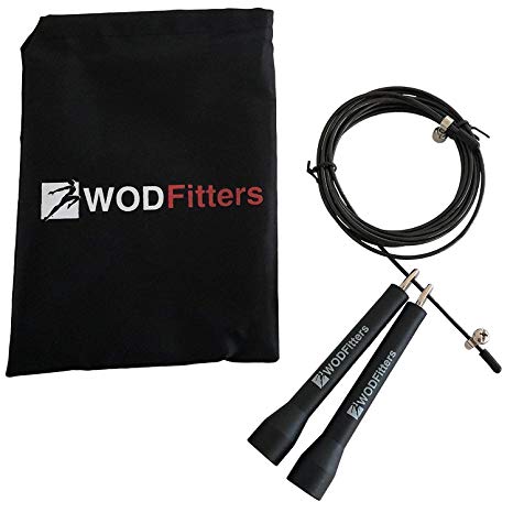 WODFitters Speed Jump Rope - Blazing Fast Double Unders - Latest Technology Adjustable Cable Jumping Rope for WODs, MMA, Martial Arts, Boxing or Home Workout - for Men, Women