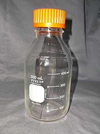 PYREX 500mL Round Media Storage Bottles, with GL45 Screw Cap, Ea