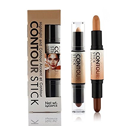 Bronzer Highlighter Contouring 3D Face Makeup Double-ended 2 in 1 Contour Stick Concealer Full Cover Blemish,0.14oz