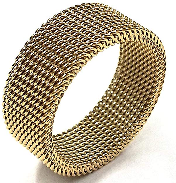 LWLH Jewelry Womens 925 Sterling Silver Plated Fashion Weave Braided Mesh Korean Style Ring Wedding Band