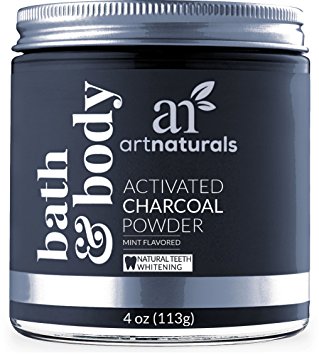 Artnaturals Teeth Whitening Charcoal Powder - 4 Oz - Activated Charcoal for a Natural, Non-Abrasive Whitening - Mint Flavored