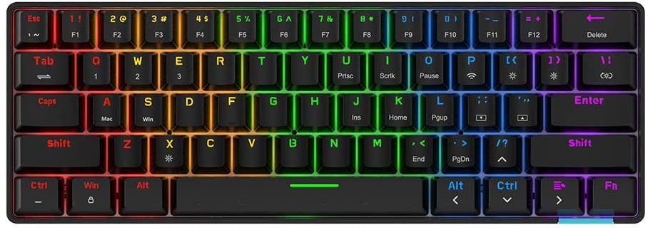 EPOMAKER Ajazz STK61 61 Keys Bluetooth 5.0 Wired/Wireless Mechanical Keyboard with RGB Backlit, Type C Cable, Compatible with Win/Android/MacOS/iOS for Game/Office (Mechanical Brown Switch, Black)