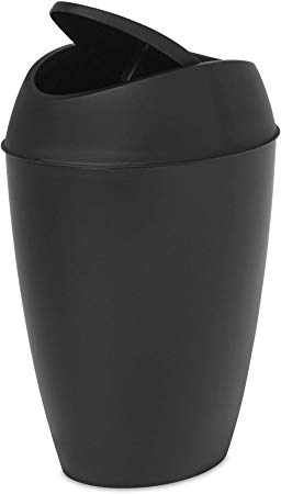 Umbra Twirla 2.2 Gallon Trash Can with Swing-top Lid, Black