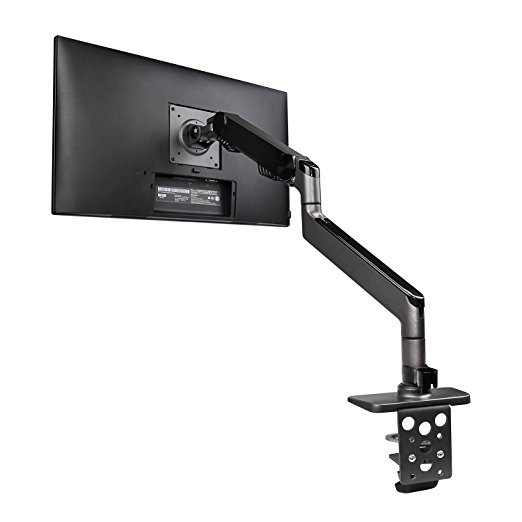 Bestand Adjustable Single LCD Aluminum Arm Stand Monitor Mount Up to 27"- Grey