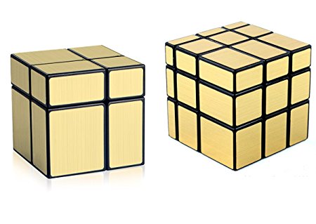 D-FantiX Shengshou Mirror Cube Set, 2x2 3x3 Mirror Blocks Bundle Puzzle Golden