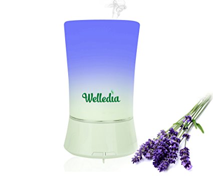 Welledia Gentle Essential Oil Diffuser, 150ml - Compact Travel Friendly Electric Aromatherapy Humidifier w/ 3 Soothing Rotating LED's   Cleaning Brush - Works 3-4 Hrs, Silent Operation, Auto-Shut Off