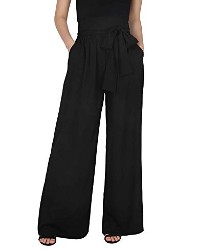 HDE Womens High Waisted Pants Wide Leg Palazzo Pant Trousers with Pockets & Belt