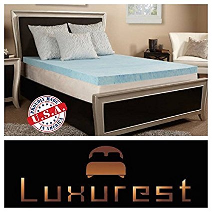 Memory Foam Mattress Topper | Gel Infused | 4 Inch | This #1 Best Selling Pad Cradles Your Body Reducing Stress on Pressure Points Joints and Muscles. Made in the USA. Sold Exclusively By LuxurestLLC.