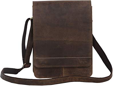 Komal's Passion Leather 11 Inch Sturdy Leather Ipad Messenger Satchel Bag
