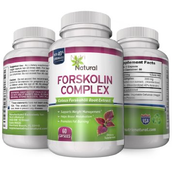 Premium Forskolin Complex for Weight Loss - 100% Natural Coleis Forskohlii Root Extract Standarized to 40%. 2 Months Supply of 300mg Capsules