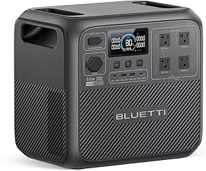 BLUETTI Portable Power Station Elite 200 V2, 2073.6Wh LiFePO4 Battery Backup w/ 4 2600W AC Outlets (3900W Power Lifting), 17-Year Lifespan, Solar Generator for Camping, Off-grid, Power Outage