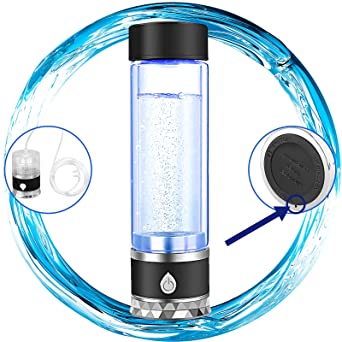 N.P Hydrogen Water Bottle Generator,Up to 1700PPB,Dual Chamber,PEM and SPE Technology,Portable Hydrogen Water Maker Machine with Inhaler Adapter & Alkaline Balls,New Technology Glass Water Ionizer