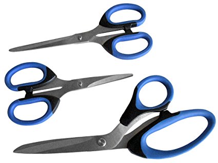 OfficeGoods 3 Piece Scissor Set for the Home & Office All Purpose Scissors with Large Soft Handles Designed for Your Comfort