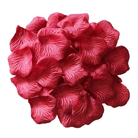 JUYO VONSAN individually separated artificial Rose Petals Wedding Flowers Favors 1000 Pcs (Dark Red)