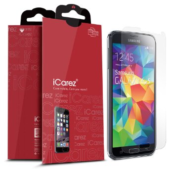 iCarez HD Clear Premium Screen protector for Samsung Galaxy S5 include Unique Hinge Install Method with Kits 6-Pack