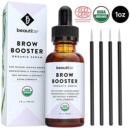 Eyebrow Growth Serum with Castor Oil (1oz) – Natural   Organic - Brow Hair Conditioner. Thickening Enhancer for Eyebrows. Regrowth Treatment Drops to Boost Repair & Grow Thicker Brows   Applicator Kit