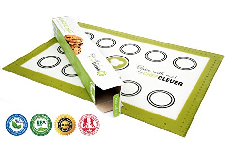 Chef Clever Premium Non-stick Silicone Baking Mat, Reusable Professional Baking Sheet Liner for Your 16.5x11 Jelly Roll Pan, Fun Cookie Sheets for Kids, No More Parchment Paper or Aluminum Foil
