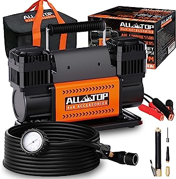 ALL-TOP Air Compressor Kit, Dual Cylinder 12V Portable Inflator 12.35 ft³/Min, Offroad Air Compressor Pump for Truck Tires, Heavy Duty Max 150 PSI for 4x4 Vehicle & RV