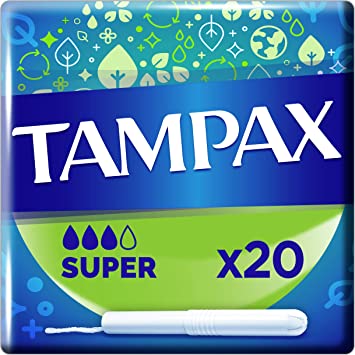 Tampax Tampons, Super With Cardboard Applicator, 20 Tampons, Leak Protection And Discretion, Super Absorbent