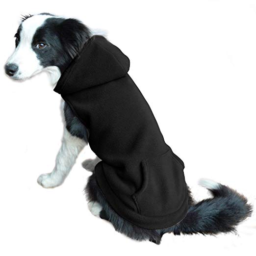 EXPAWLORER Fleece Dog Hoodies with Pocket, Cold Weather Spring Vest Sweatshirt with O-Ring