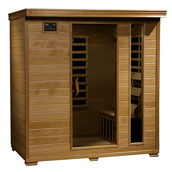 Radiant Saunas Infrared Hemlock Sauna for 4 People with 9 Low-EMF Carbon Heaters,  Chromotherapy and Audio System