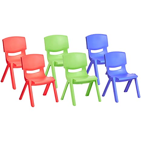 AmazonBasics 10 Inch School Classroom Stack Resin Chair, Assorted Color, 6-Pack