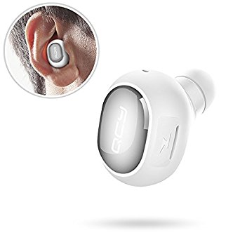 QCY Q26 Wireless Headphone, Wireless Invisible Bluetooth Headset Ultra Mini Size Bluetooth 4.1 with Mic for iPhone iPad Android Smart Phone Windows Phone-White