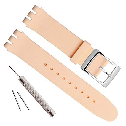 Silver Plated Stainless Steel Buckle Waterproof Silicone Rubber Watch Strap Watch Band