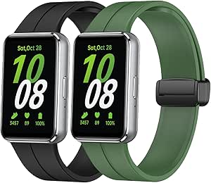 Watch Band Compatible with Samsung Galaxy Fit 3 Smartwatch Band Sport Stainless Steel Buckle intended for Galaxy Fit 3 SM-R390