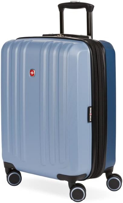 SwissGear 8028 Hardside Expandable Spinner Luggage, Light Blue/Navy, Carry-On 19-Inch