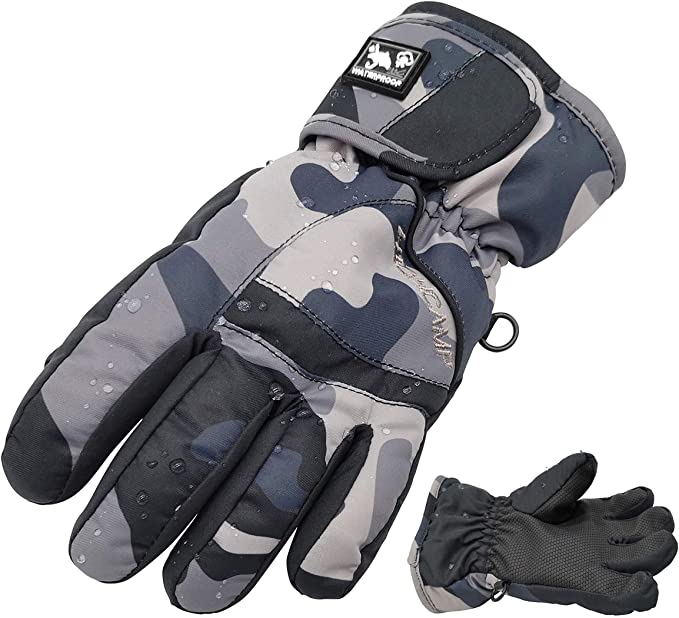 Highcamp Kids Boy Girl Waterproof Ski Snow Gloves Cold Weather Warm Winter Gloves