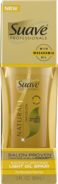 Suave Professionals Natural Infusion Moisturizing Light Oil Spray with Macadamia Oil & White Orchid, 3oz (Pack of 3)