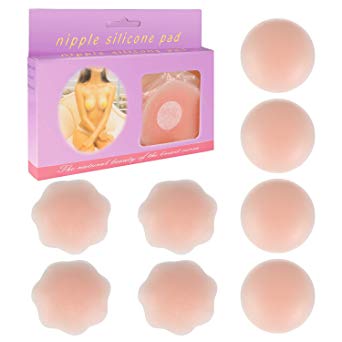 NippleCovers,ONSON Invisible Silicone Nipple Cover Reusable Breast Pasties for Women - 4 Pair