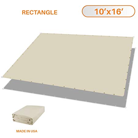 TANG Sunshades Depot 10'x16' Waterproof Rectangle Sun Shade Sail 220 GSM Beige Straight Edge Canopy with Grommet UV Block Shade Fabric Pergola Cover Awning Customize Available