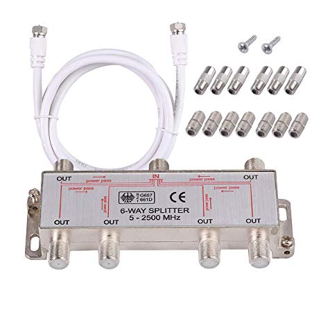 Neoteck 6-Way Coax Cable Splitter Bi-Directional MoCA 5-2500MHz, Coaxial Splitter