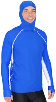 Tuga Men's Hooded Snorkel Rash Guard, UPF 50  Sun Protection Swim Shirt