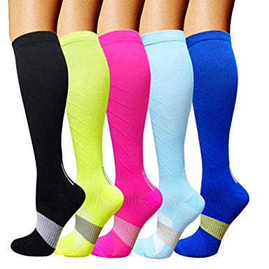 Compression Socks 3/5 Pairs For Women & Men-Best Compression Stockings For Running - 15-20mmHg